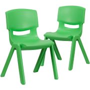 Green Plastic Stackable School Chair - Set of 2