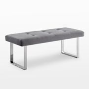 Button Tufted Bench - Gray