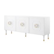 3 Door Sideboard/Buffet Stainless Steel Handle and Leg Tip - White