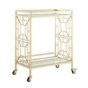 2 Shelves Caster Bar Cart - Gold