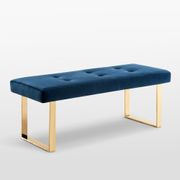 Button Tufted Bench - Navy