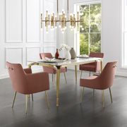 Armless Dining Chair with Gold Handle and Legs - Set of 2, Blush
