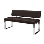 Upholstered Bench with Chrome Square Legs - Brown