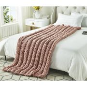 Yolly Cable Knit Throw - 40" x 60", Blush