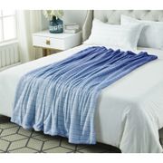 Ombre 60"x70" Flannel Reversible Jacquard Throw - Navy