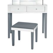 Vanity Table with Stool Set Mirrored 2-Drawer - Gray
