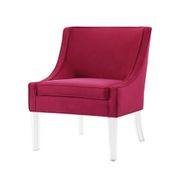 Velvet Armless Accent Chair with Acrylic Leg - Hot Pink
