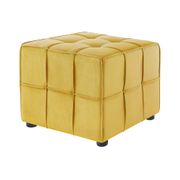 Cube Ottoman with Piping Trim - Yellow
