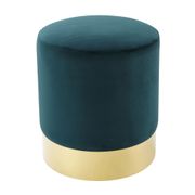 Ottoman with Metal Base - Emerald/Gold