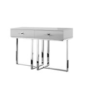 High Gloss Stainless Steel 2 Drawers Console Table - Light Gray/Chrome