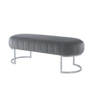 Side Channel Tufted Metal Base Bench - Gray