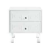 Nightstand Greek Key Lacquer-Finish - White