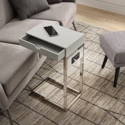 1 Drawer C Table/End Table - Gray/Chrome
