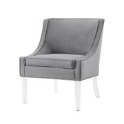 Velvet Armless Accent Chair with Acrylic Leg - Light Gray