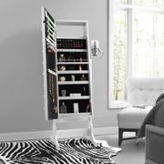 Jewelry Armoire with Marquee Lights - White