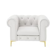 Faux Leather Button Tufted Club Chair - White