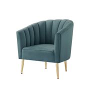 Shell Barrel Upholstered Accent Chair - Teal/Gold