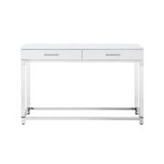 2 Drawers Console Table with Acrylic Legs - White/Chrome