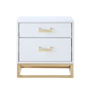 2 Drawers Glossy Handle and Base Side Table - White