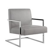 Square Faux Leather Arm Accent chair - Light Gray/Chrome