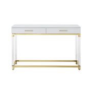 2 Drawers Console Table with Acrylic Legs - White/Gold