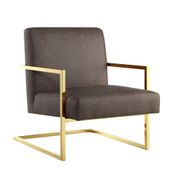 Square Faux Leather Arm Accent chair - Tan/Gold
