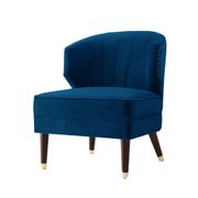 Armless Velvet Accent Chair - Navy/Gold