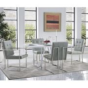 Button Tufted Dining Chair with Chrome Frame - Set of 2, Light Gray
