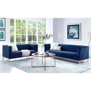 Tuxedo Sofa with Stainless Steel Gold Legs - Navy/Gold
