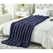 Yolly Cable Knit Throw - 40" x 60", Navy