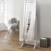 Lockable Jewelry Armoire with LED Lights - Pristine White