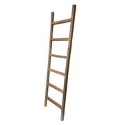6 Step Rustic Weathered Gray Wood Ladder Shelf
