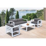 Aegean Charcoal 4-Piece Outdoor Set in White Finish