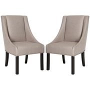 Morris Oyster & Espresso Sloping Arm Dining Chair with Nailhead Detail - Set of 2