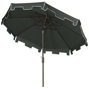 Zimmerman Dark Green 9' Crank Market UV Resistant Umbrella with Flap