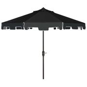 Zimmerman Black & White UV-Resistant 9' Crank Market Auto Tilt Umbrella with Flap