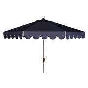 Venice Navy & White Single Scallop 9' Crank Outdoor Auto Tilt Umbrella