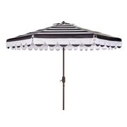 Maui Black & White Single Scallop Striped 9' Crank Auto Tilt Umbrella