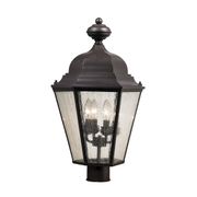 Cotswold Oil Rubbed Bronze 4-Light Post Mount Lantern with Seeded Glass