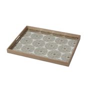 Multi Beads Mirror Tray - 26", Gold/Brown