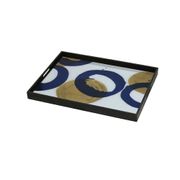 Halos Glass Decorative Tray - 26", Gold/Blue