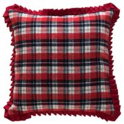 Plaid Fabric Pillow with Fringe