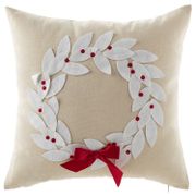 Pointsettia Wreath Pillow - Natural