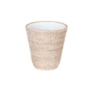 La Jolla Round Rattan Waste Basket with Plastic Insert - Whitewash