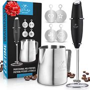Milk Frother with Frothing Pitcher n Stencils Set