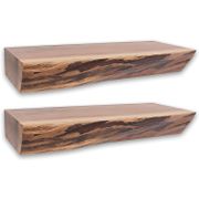 Nature's Edge 3" High Solid Acacia Floating Wall Shelf - Set of 2, 24"