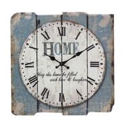 Roman Numeral Wooden MDF Wall Clock - Weather Worn Blue