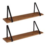 Soloman Wooden Shelves with Brackets - 27.5", Black/Brown
