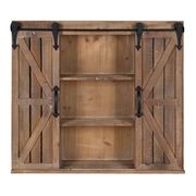 Cates Wood Wall Storage Cabinet with Sliding Barn Doors - Rustic Brown