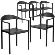 Series Plastic Cafe Stack Chair - Set of 5, Black
